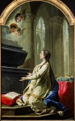 Szent Klotild imádkozik Szent Márton sírja mellett, 1753.