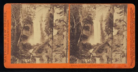 Kép, a tavaszi bukásról alacsony víznél, 300 láb, Yosemite -völgy, Mariposa megye, Cal