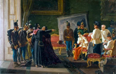 Ugo Bassi és nővére, Carlotta a Villa Spadában, 1866 körül, olaj, vászon, Carlo Ademollo (1825-1911)