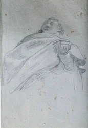 Férfi drapéria mellszobra Carlo Bononi (1569-1632) tintával és mosóval rajza, 17. századi Párizs. Louvre múzeum