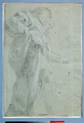 Két férfi állva drapériák Carlo Bononi (1569-1632) tintával és mosógéppel rajza Dim. 0,27 x 0,39 m Párizs. Louvre múzeum