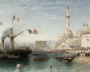 A francia csapatok partra szállnak Genovában 1859 áprilisában (tempera)