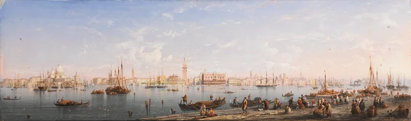 Velence panorámája (tempera, papír)