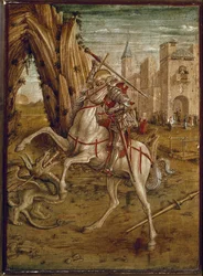 Szent György megöli a sárkányt (a Pala Odoni predellája), 1490 után