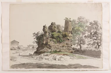 Az albanói Curiatii testvérek úgynevezett sírja, balra a távolban a Madonna della Stella templommal