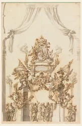 Rajz, III. Károly Emanuel Károly szardíniai katakalkjának tervezete, 1773