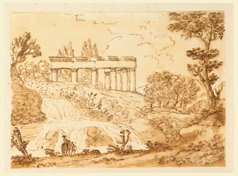 Rajz, Tájkép templomromokkal, 1770-1786