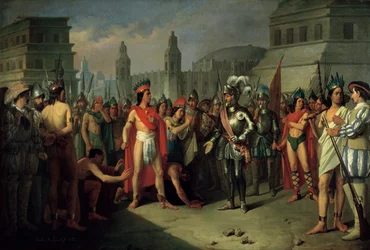 Guatimocin bebörtönzése Hernán Cortés csapatai által, 1856