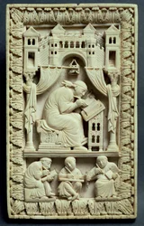 Szent Gergely írás írástudókkal lent, Francia-Német Iskola, 850-875 körül