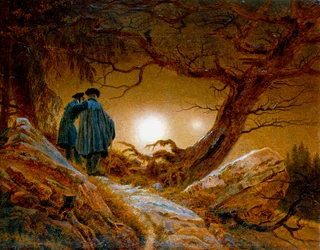 Két férfi a holdat szemléli, kb. 1825-1830