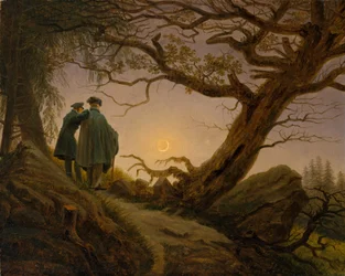 Két férfi a holdat szemléli, kb. 1825-30