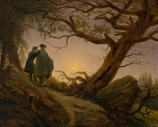 Két férfi a holdat szemléli, kb. 1825-30.