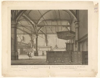 Az amszterdami Szent Olof kápolna belseje Kilátás a St. Olofs vagy Oudezyds kápolnára belülről, Amszterdamban / Vue du Vieux Chapelle de St. Olof és a tánc, à Amsterdam (cím a tárgyon)