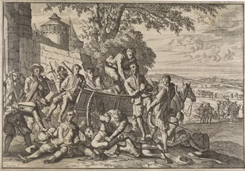 A spanyol katonákat szekerekre rakják és elhurcolják, 1641