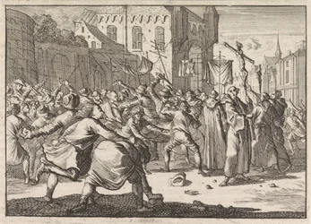 Danzigban körmenetet köszönnek a népek kőlépcsőkkel, 1678