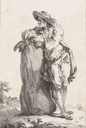 Gabonászsákra támaszkodó paraszt, 1758.
