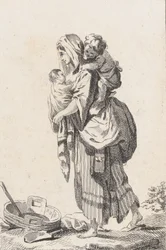 Kétgyermekes parasztasszony, kb. 1758.