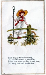 Illusztráció: „A kis Bo-Peep elvesztette a bárányát”, Kate Greenaway