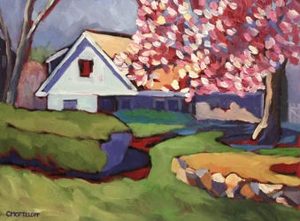 Rózsaszín magnólia, 2018 (olaj, tábla)