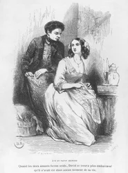 Eve és David Sechard, illusztráció Honore de Balzac „Les Illusions perdues” című művéből, az Editions Furne kiadásában, 1842