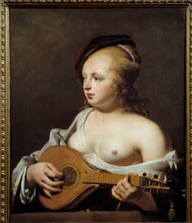 A nyírójátékos Cesar Van Everdingen (1606-1678) festménye (ec.holl.) 17. század V. 0,75x0,6 m Rouen, Szépművészeti Múzeum