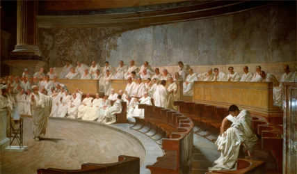 Cicero összeesküvéssel vádolja Catilinát a szenátusban