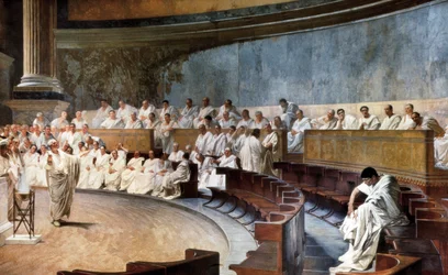 Cicero a szenátusban Catilinát vádolja (Kr. e. 63)
