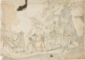 Bacchus diadala részeg Silenusszal a szamáron
