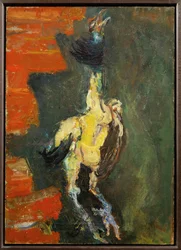 Csirke, téglafal előtt lógva, 1924 körül (festmény, vászon)