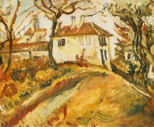 Fehér ház a dombon, 1918 körül (olaj, vászon)