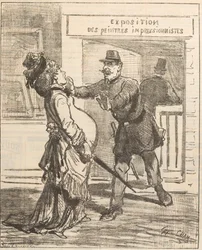 Madame, nem tanácsos belépni!. Le Charivari, 1877. április 16., 1877.