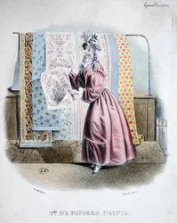 Tapéta eladó, 1840 körül (színes litho)