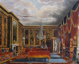 Japán szoba, Richard Reeve metszete (született 1780-ban), Charles Wild (1781-1835) terve alapján, A királyi rezidenciák történetéből