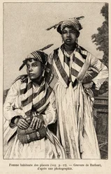 A lelőhelyeken, ásványi lelőhelyeken élő nők. Barbant metszete a "chez nos indiens, quatre annees de voyage dans la Guiane francaise" című történet illusztrálására.