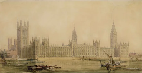 Perspektivikus kép a Parlament új házairól, 1840 körül (wc grafiton, gouache, toll és tinta papíron)