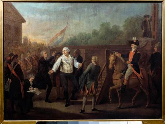 XVI. Lajos 1793. január 21-én az állványhoz lépett. Charles Benazech angol festménye (1767-1794)
