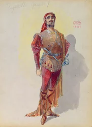 Sparafucile Giuseppe Verdi (1813-1901) "Rigoletto" című művéből (akvarell, papír)