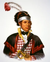 Chief McIntosh, illusztráció: „The Indian Tribes of North America”, Thomas L. McKenney és James Hall, pub. szerző: John Grant (színes litó)