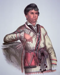 Mistippee, Yholo-Micco, a Creek People főnökének fia, az 1826-os festményről (színes litó)