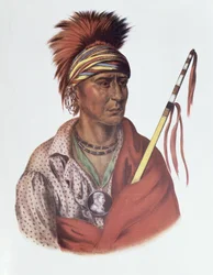 Notchimine, avagy Nincs szíve, egy iowa főnök, 1837, illusztráció Thomas L. McKenney és James Hall „Észak-Amerika indián törzsei, 2. kötet” című művéből, kiadta John Grant