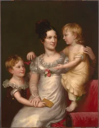 Sarah Weston Seaton gyermekeivel Augustine és Julia, c. 1815.