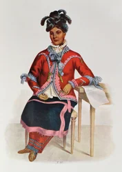 Tshusik, a Chippeway nő, 1827, illusztráció a „The Indian Tribes of North America, Vol.1”, Thomas L. McKenney és James Hall, pub. írta John Grant