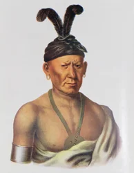 Wakechai, avagy „Guggoló sas”, Sauk főnök, illusztráció Az észak-amerikai indián törzsek, 2. kötet című műből, Thomas L. McKenney és James Hall műve, John Grant kiadásában