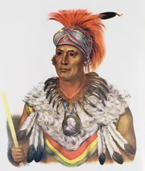 Wapella, avagy a Foxok hercegi főnöke, 1837, illusztráció „Észak-Amerika indián törzsei, 2. kötet” című műből, Thomas L. McKenney és James Hall, kiadta John Grant