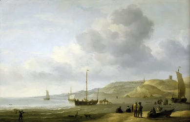 Jelenet a parton Scheveningen (Hollandia) közelében. Olaj, vászon