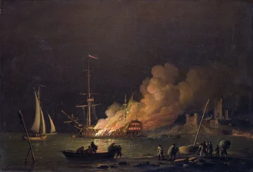 Ship on Fire at Night, 1756 körül (olaj, vászon)