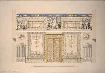 A Lyons Hall sárga rajzterem terve a Carskoje Selo Nagy Palotában, 1780-as évek eleje