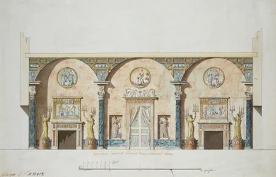Az 1780-as évek eleje a Carskoje Selo-i Achát pavilon főtermének terve