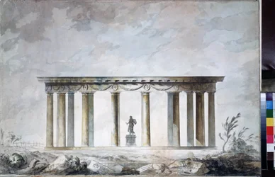 A Carskoje Selo (Szentpétervári) park pavilon vázlata (Sketch of the Park pavilion in Tsarkoye Selo). Charles Cameron rajza (1730 körül