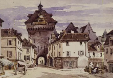Utcai jelenet a franciaországi Loches-ban (nyomtatott)